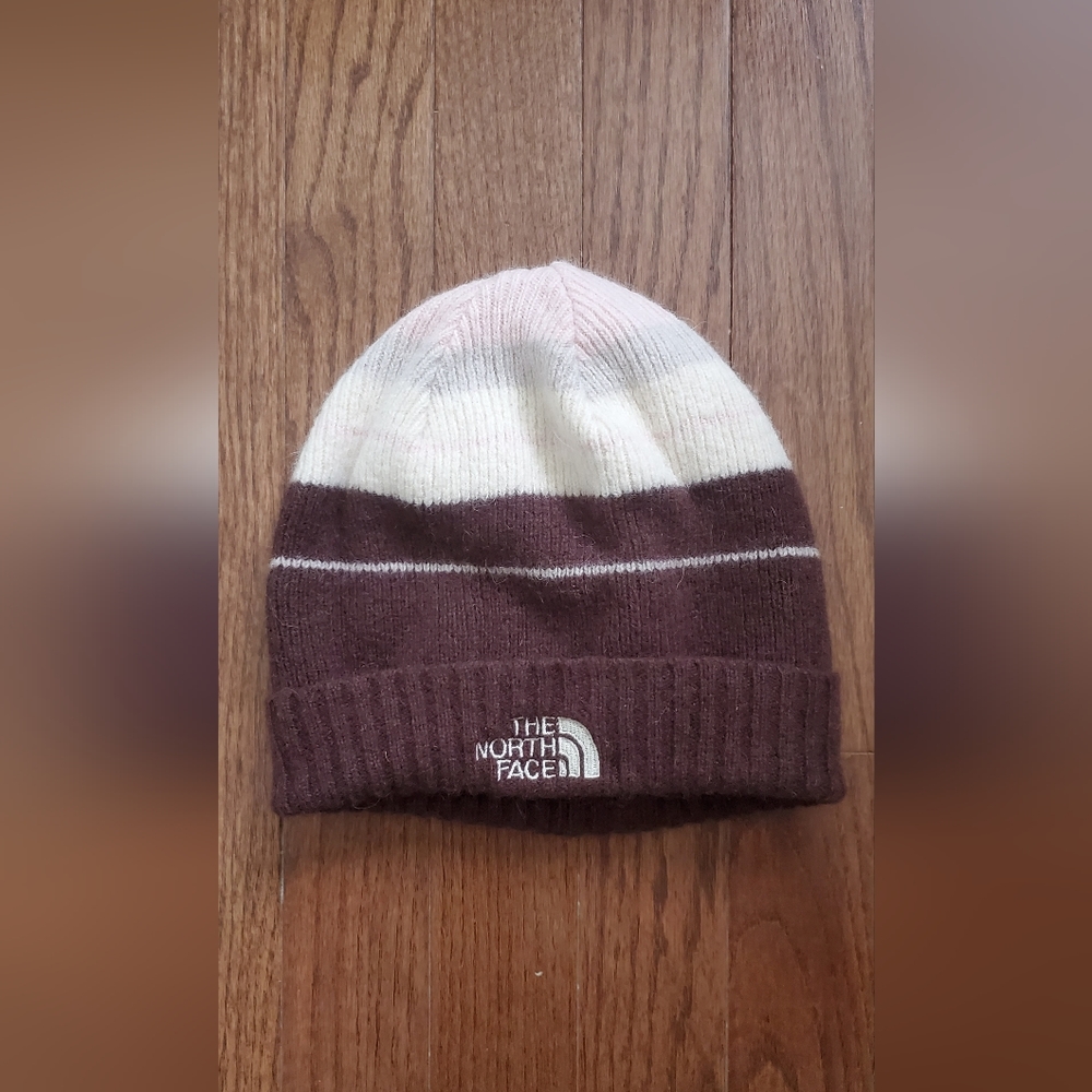 North Face Women/Kids Wool Blend Fleece Lined Beanie Cap Hat Pink Brown …